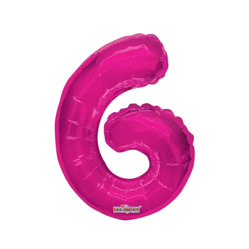 14"  Number Balloon - 6 - Hot Pink