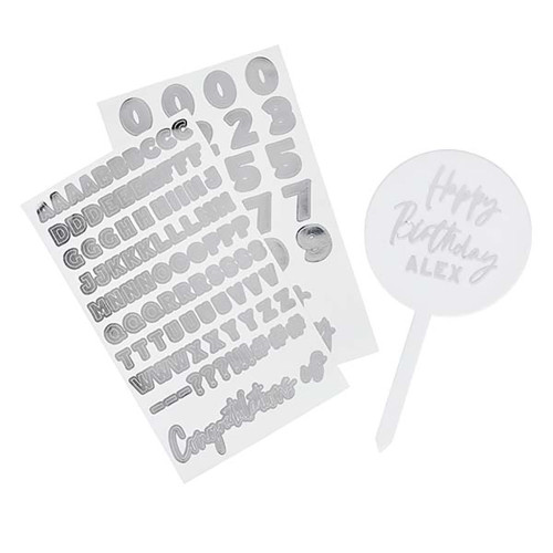 Personalise Acrylic Cake Topper Silver