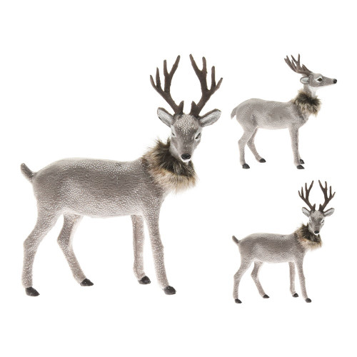 Grey Deer With Fuzz 26.5cm 2 Assorted