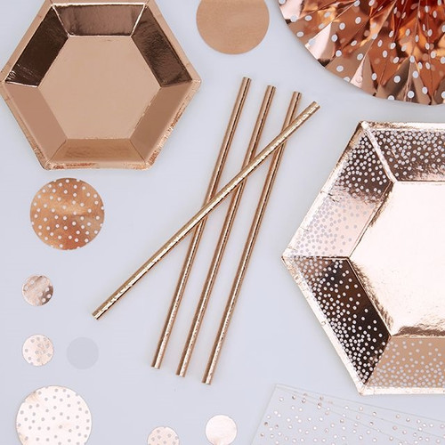 Rose Gold Paper Straws