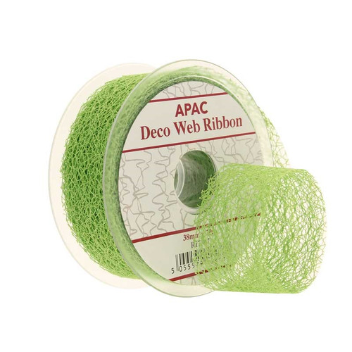 38mm x 20m Lime Green Deco Web Ribbon (6/72)