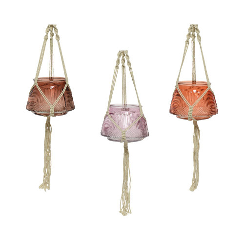 Glass hanging planters 3 assorted colours