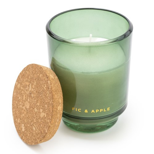 10.5Cm Glass Candle With Cork Lid Green Fig & Apple Scent