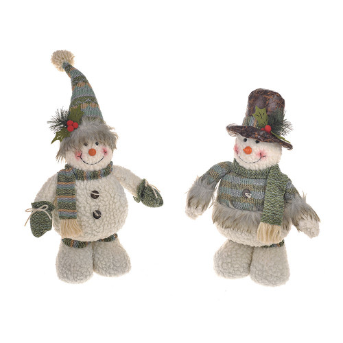 Snowman Standing Green 2Ast 33Cm