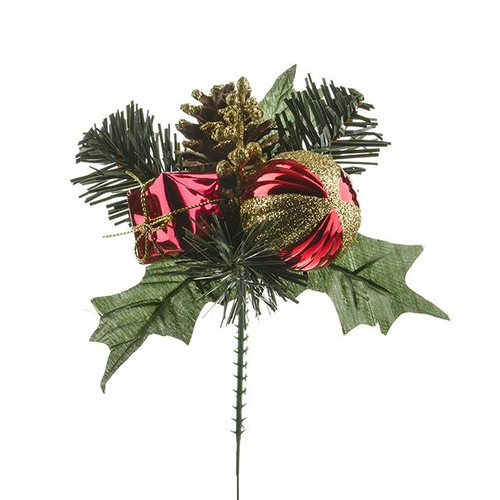 Pinecone and Bauble Pick 16 cm 