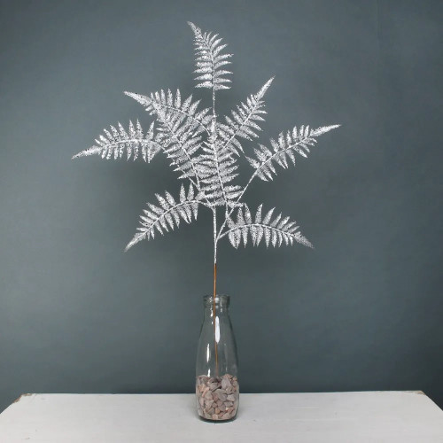 Glitter Fern spray Silver