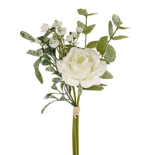 Rose And Mistletoe Bunch White