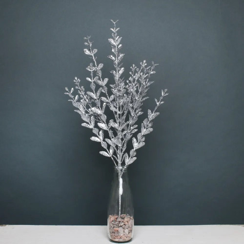 Glitter boxwood spray Silver