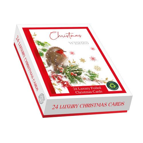 24 Luxury Cards Boxed - Winter visit - 2 Assorted Designs