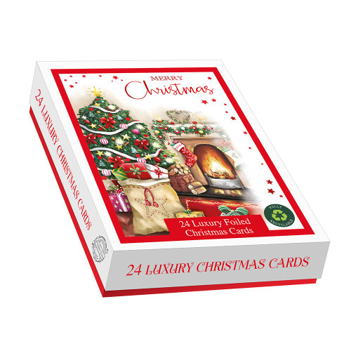 24 Luxury Cards Boxed - Festive Comfort - 2 Assorted Designs