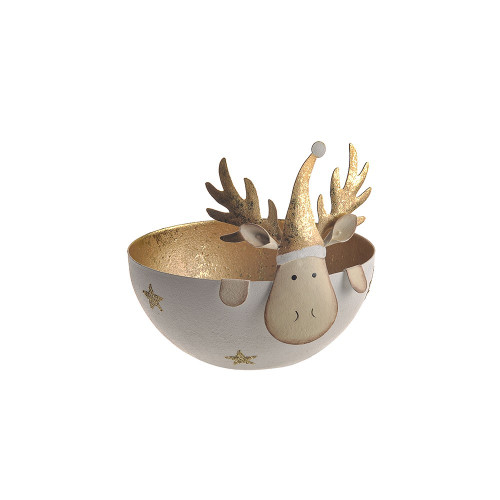 Metal Bowl Gold Reindeer 11Cm