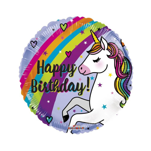 Birthday Unicorn and Rainbow Balloon - 18 Inch