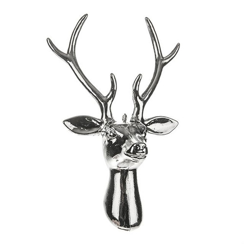 Deer Head Decoration Silver 15 cm 