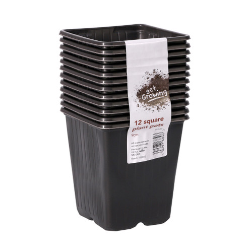 9cm Square Pots Black  PK12