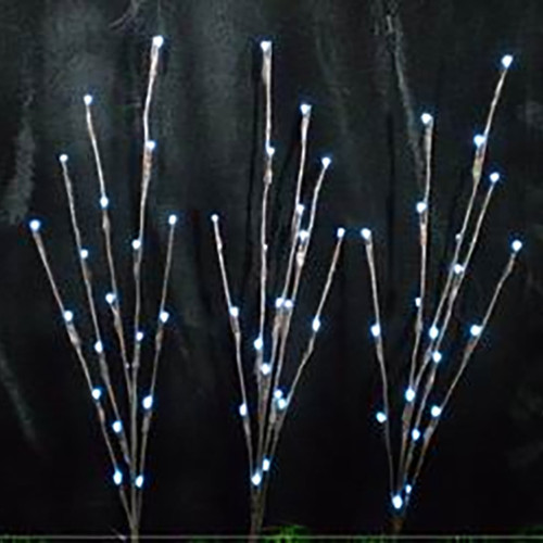 3 Twig Pathway lights 20 bulbs each H60cm 2 Functions White Light Battery