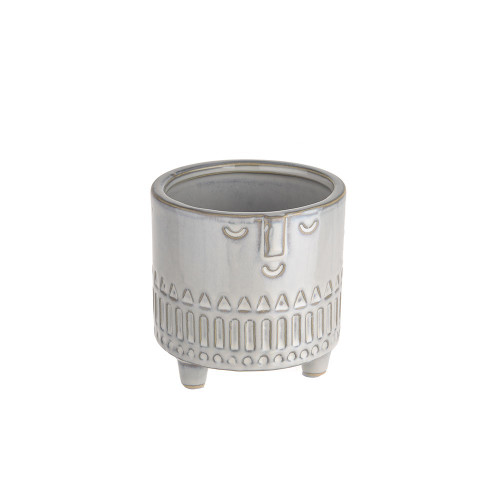 Ceramic Face Pot W Feet 10cm