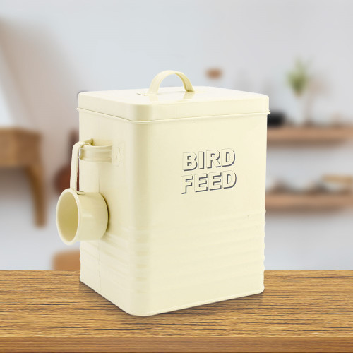 Cream Bird Feed Container