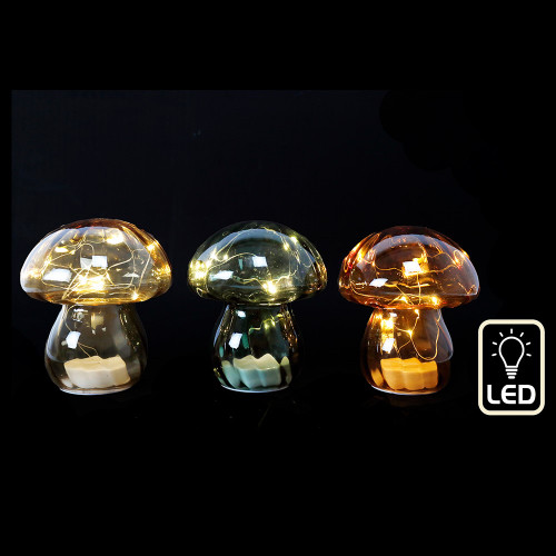 13.5 X 16Cm Mushroom Led Lights 3 assorted