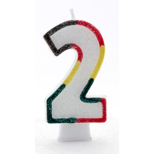 2 Multi Coloured Number Candle