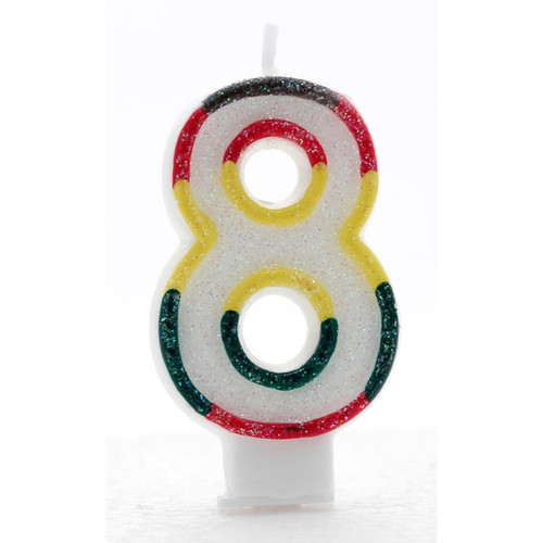 8 Multi Coloured Number Candle
