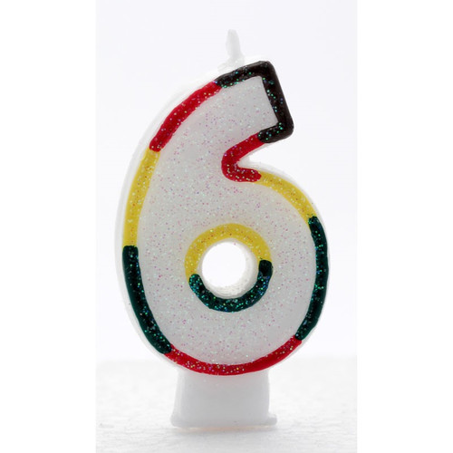 6 Multi Coloured Number Candle