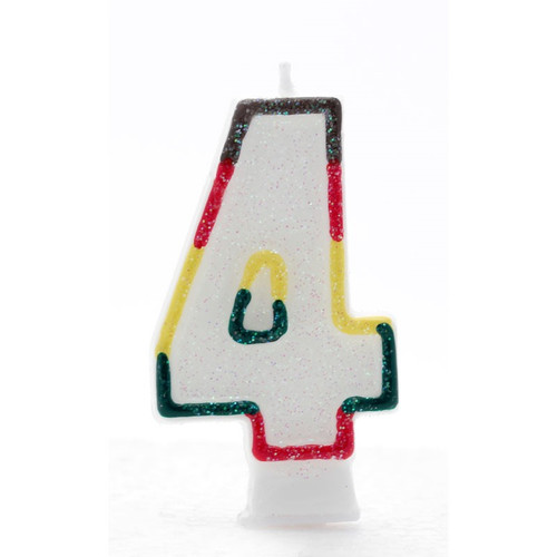4 Multi Coloured Number Candle