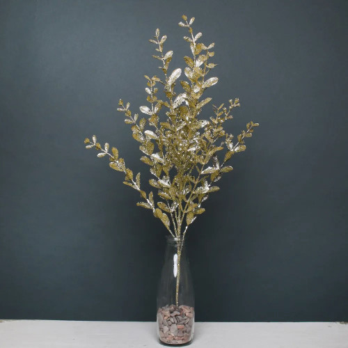 Glitter boxwood spray Gold