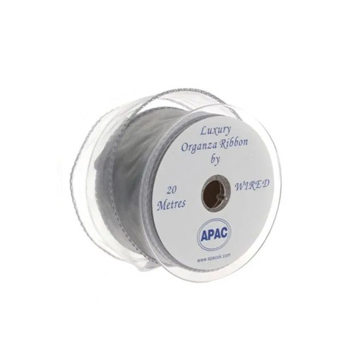 Silver Wired Organza  Ribbon - 50mm x 20m