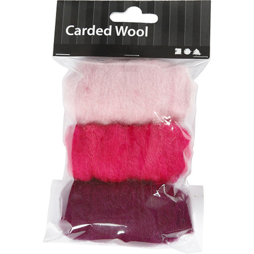 Carded Wool, purple/pink harmony, 3x10 g/ 1 pack