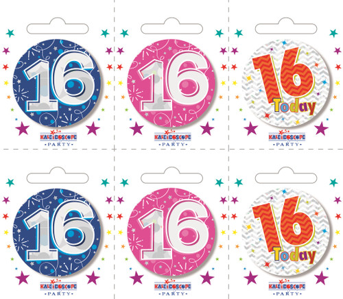 AGE 16 Small Badges 6 Assorted