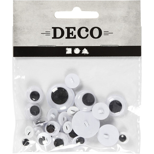 Googly Eyes, sewing, D: 8-20 mm, 24 asstd./ 1 pack