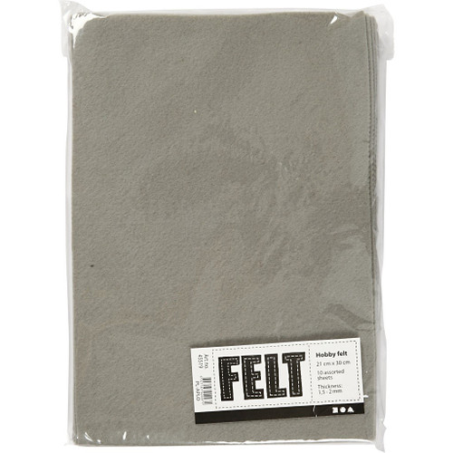 Craft Felt, grey, A4, 210x297 mm 10 sheet/ 1 pack