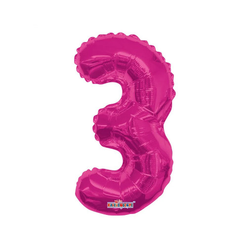 14"  Number Balloon - 3 - Hot Pink