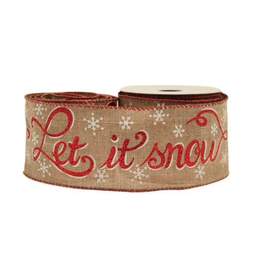 63mm x 10yds Let it Snow Cotton Nat W/Red/Wht(6/72)