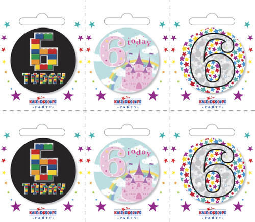 AGE 6 Small Badges 6 Assorted
