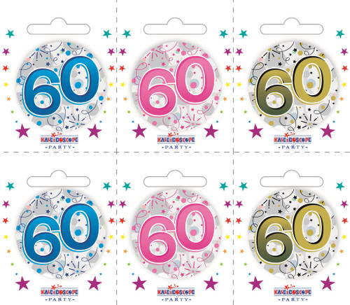 AGE 60 Small Badges 6 Assorted