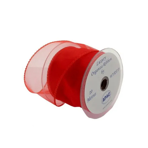 70mm x 20m Red Wired Organza (3/60)