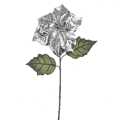 Rich Silver Poinsettia Stem 69Cm