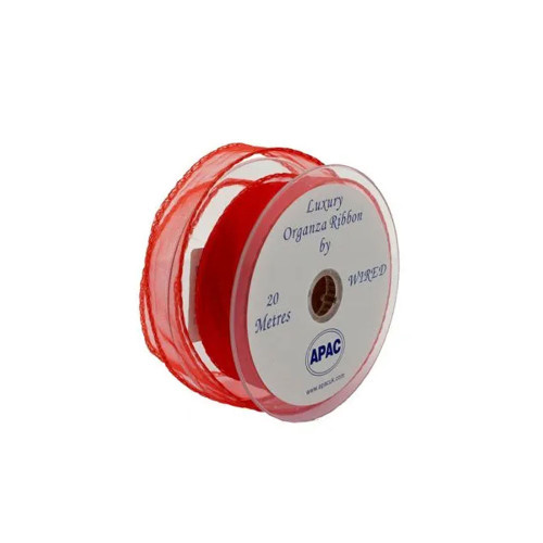 30mm x 20m Red Wired Organza (3/60)
