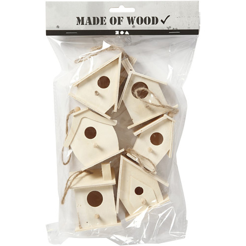 Bird House, H: 7 cm, 6 pc/ 1 pack