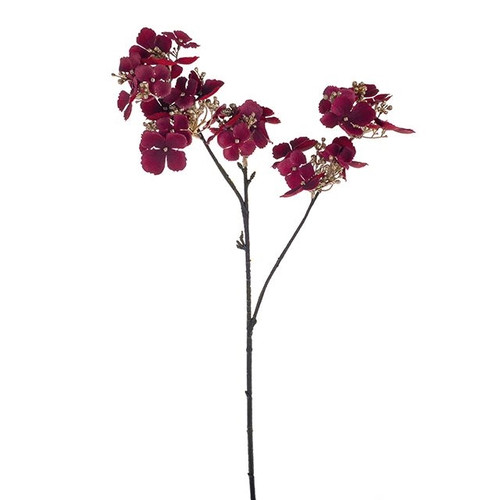 Hydrangea 2 Flower Spray Claret 61cm 