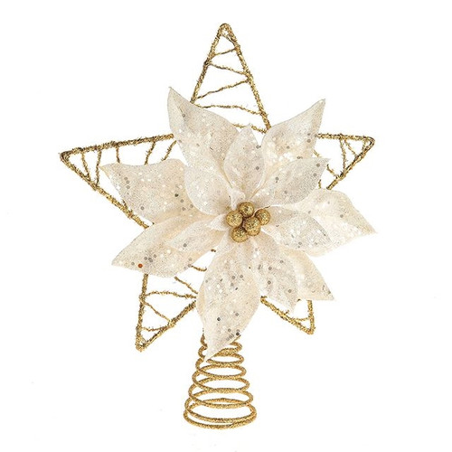 Tree Topper Poinsettia Gold 30Cm