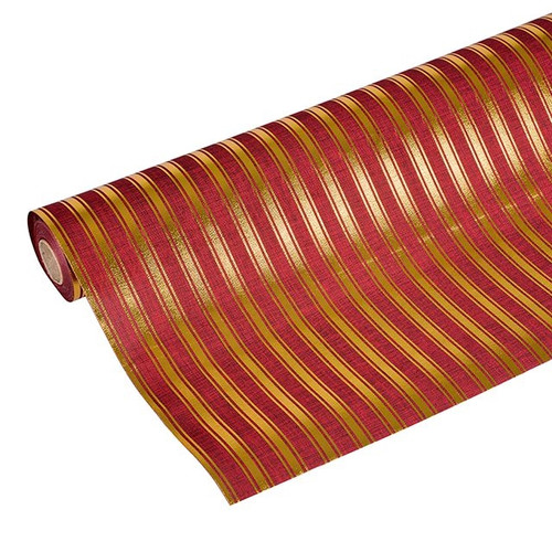 Fabric Roll Jute Stripes Gold And Red 47Cmx5m