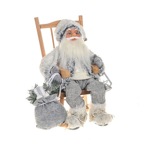 Winter White Santa Sitting 41Cm