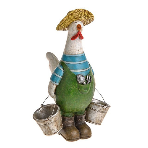 Farmyard Hen Holding Buckets 35Cm