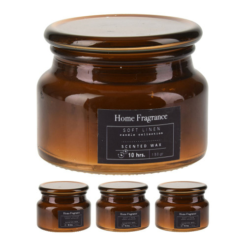 Scented Candle In Brown Jar With Lid 8cm