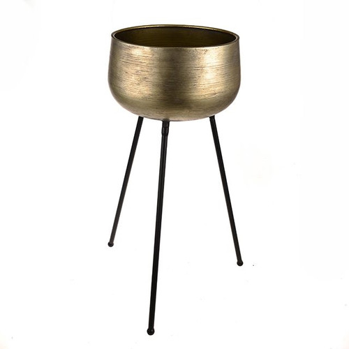 Olympia Metal Plant Pot On Stand Light Gold