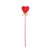 Heart solid Wooden pick with ladybird  red 50cm pk10