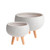 Fibre Clay Pots with Dot Finish & Wooden Legs S2