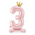 No 3 Standing Foil Balloon Pink With Crown